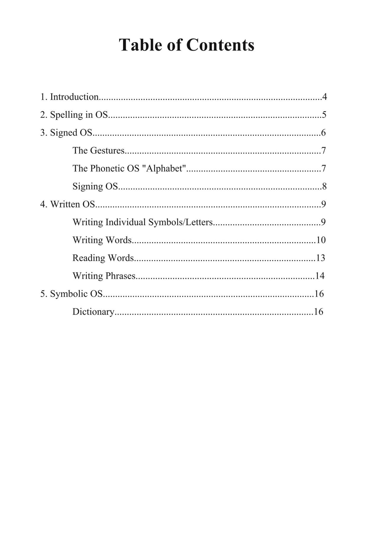 Table of Contents